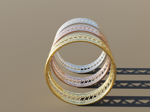 Three Gold Ring Modelo 3D