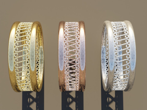 Three Gold Ring Modelo 3D