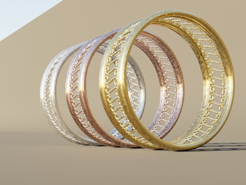 Three Gold Ring Modelo 3D
