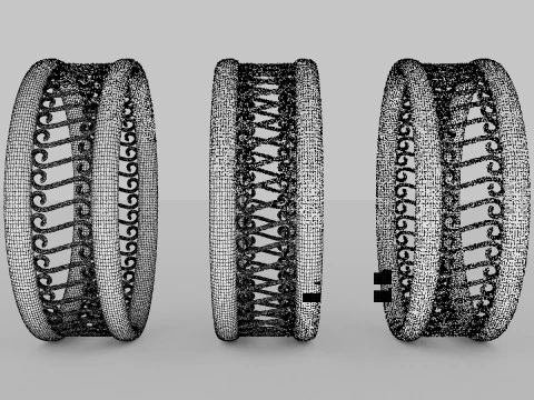 Three Gold Ring 3D Model