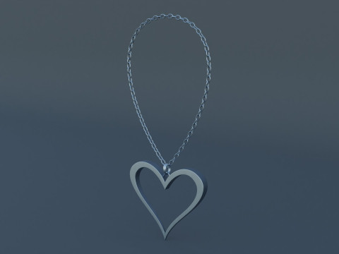 Silver Heart Pendant Model 3D
