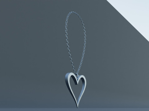Silver Heart Pendant 3D Model