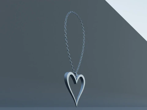 Silver Heart Pendant 3D Model