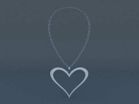 Silver Heart Pendant 3D Model