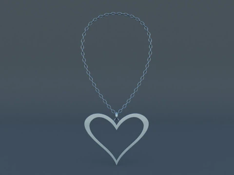 Silver Heart Pendant 3D Model