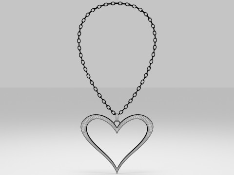 Silver Heart Pendant 3D Model