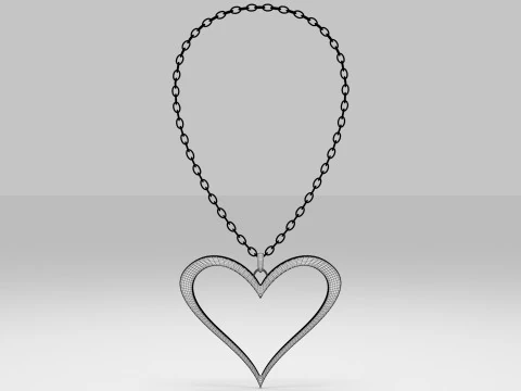 Silver Heart Pendant 3D Model
