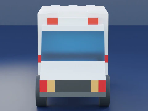 Cartoon Ambulance Car 3D Model
