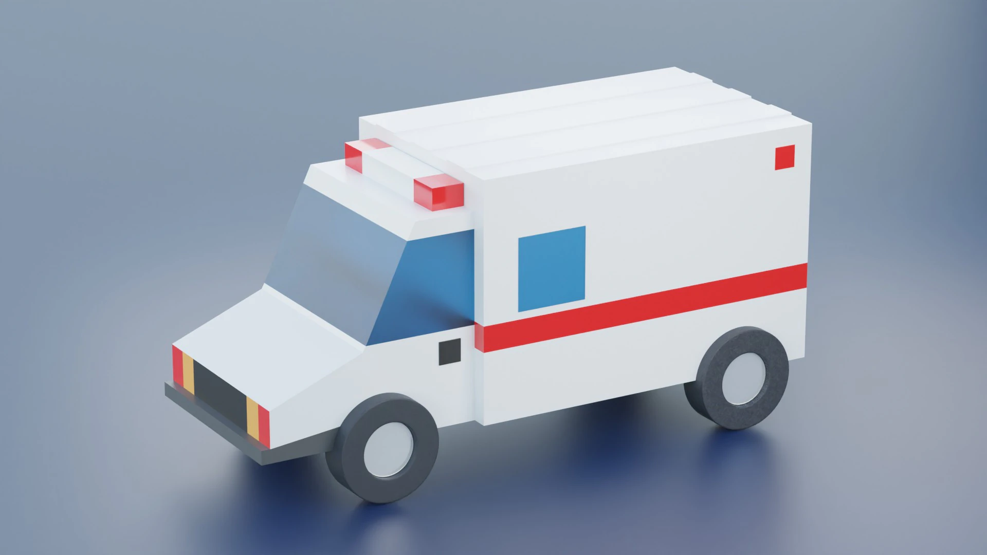 Cartoon Ambulance Car 3D Model .c4d .max .obj .3ds .fbx .stl .blend