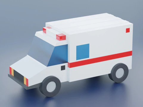Cartoon Ambulance Car 3D Model