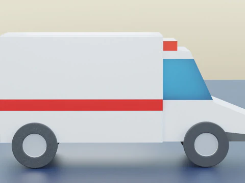 Cartoon Ambulance Car 3D Model