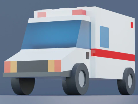 Cartoon Ambulance Car 3D Model