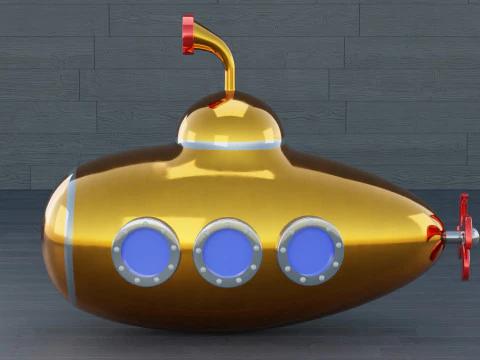 Submarino de dibujos animados Modelo 3D