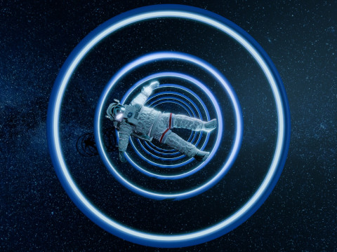 Astronaut Spinning in Space Animation 3D Model