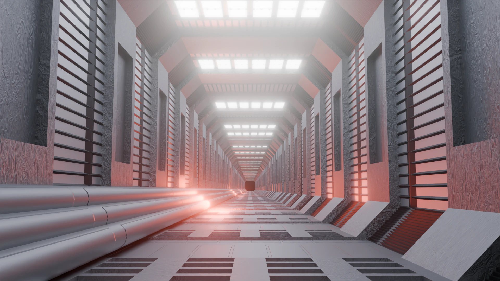 Sci-Fi Hallway 3D Model .c4d .max .obj .3ds .fbx .stl .blend 
