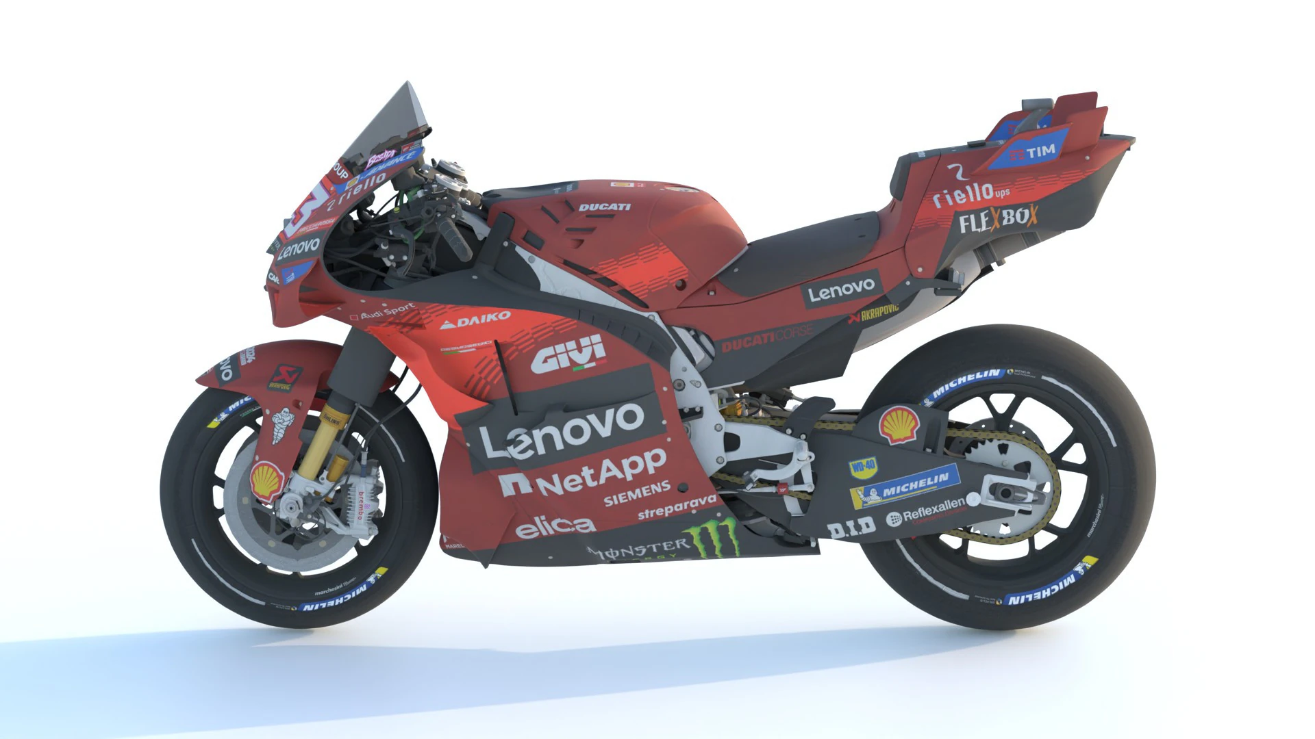 Enea Bastianini Ducati Desmosedici GP24 2024 MotoGP 3D Model .c4d .max .obj .3ds .fbx .stl .blend 