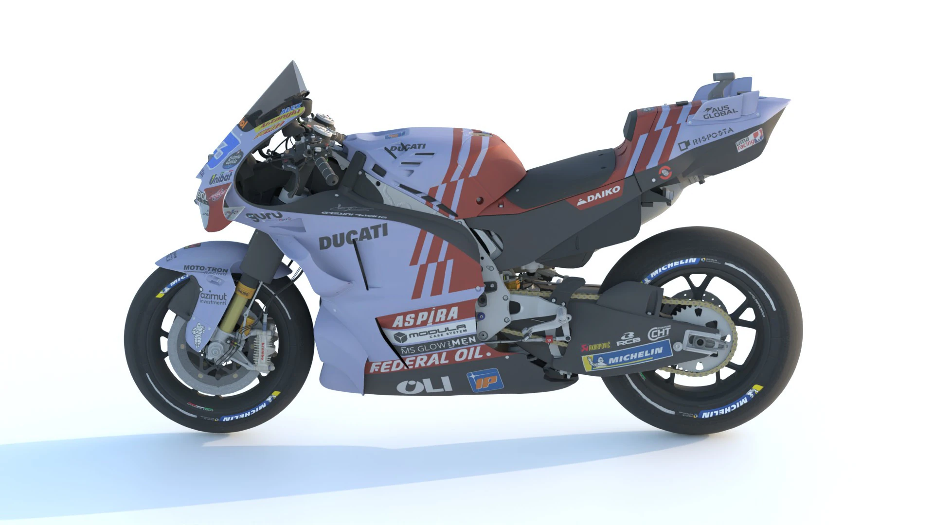 Alex Marquez Ducati Desmosedici GP23 Gresini Racing Team 2024 MotoGP 3D Model .c4d .max .obj .3ds .fbx .stl .blend 