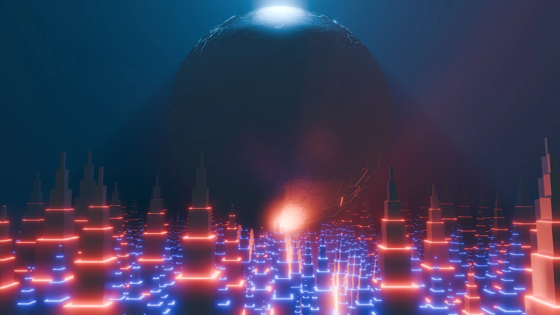 Sci-Fi City Building Animation 3D Model .c4d .max .obj .3ds .fbx .stl .blend