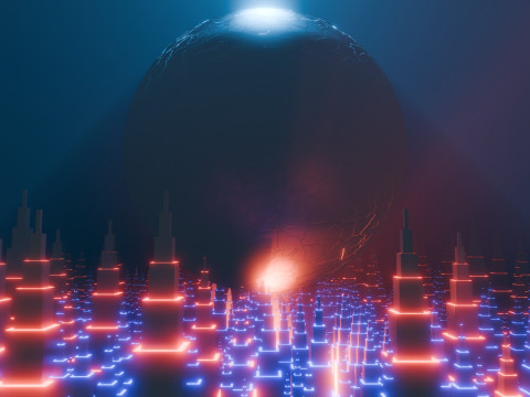 Sci-Fi City Building Animation Modelo 3D