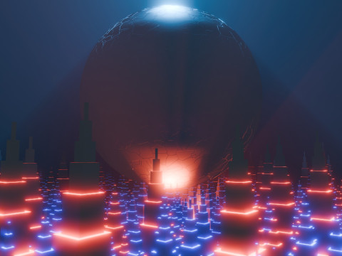 Sci-Fi City Building Animation Modelo 3D