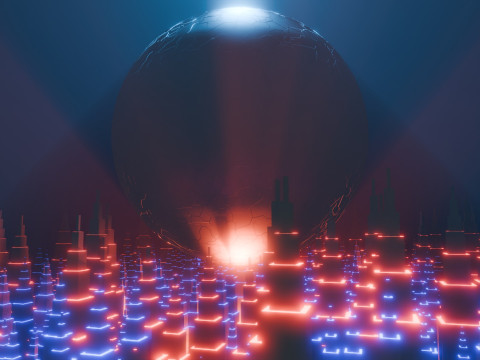 Sci-Fi City Building Animation Modelo 3D