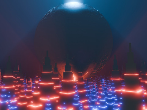 Sci-Fi City Building Animation Modelo 3D