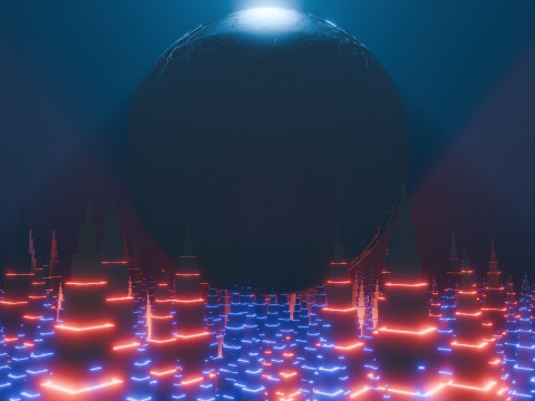Sci-Fi City Building Animation Modelo 3D