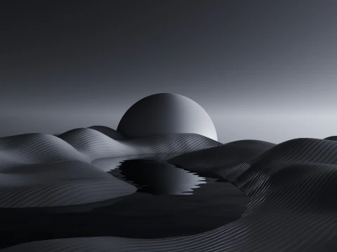 Tranquil Full Moon Landscape Animation 3D Model