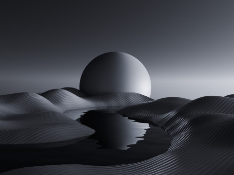 Tranquil Full Moon Landscape Animation Modelo 3D