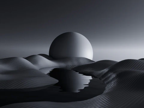Tranquil Full Moon Landscape Animation 3D Model