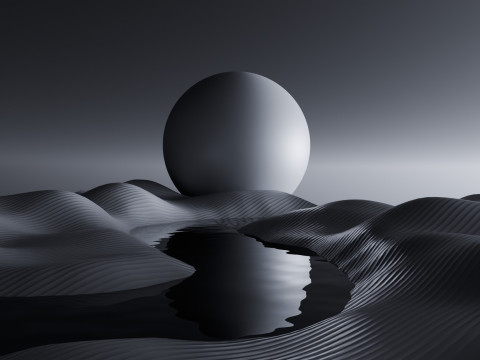 Tranquil Full Moon Landscape Animation Modelo 3D