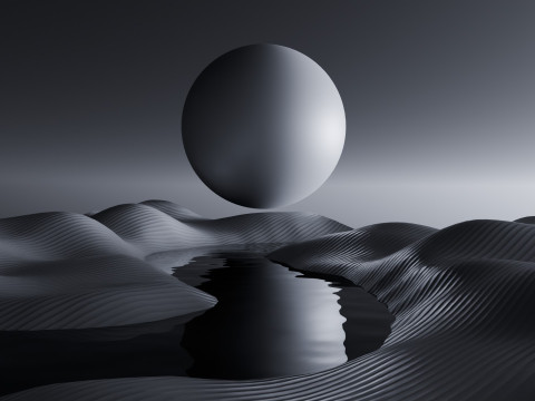 Tranquil Full Moon Landscape Animation Modelo 3D