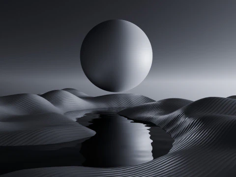 Tranquil Full Moon Landscape Animation 3D Model