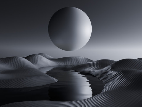 Tranquil Full Moon Landscape Animation Modelo 3D