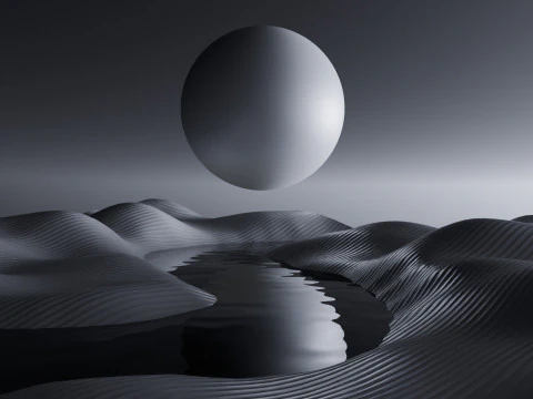 Tranquil Full Moon Landscape Animation 3D Model