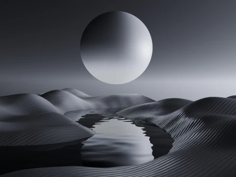 Tranquil Full Moon Landscape Animation 3D Model