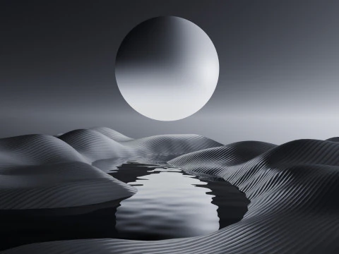 Tranquil Full Moon Landscape Animation 3D Model