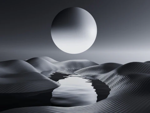 Tranquil Full Moon Landscape Animation 3D Model