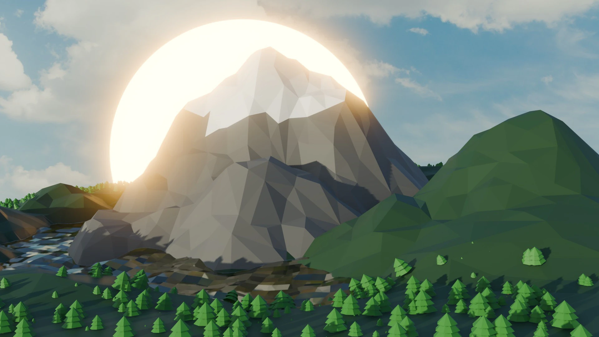 Mountain Environment Low Poly 3D Model .c4d .max .obj .3ds .fbx .stl .blend 