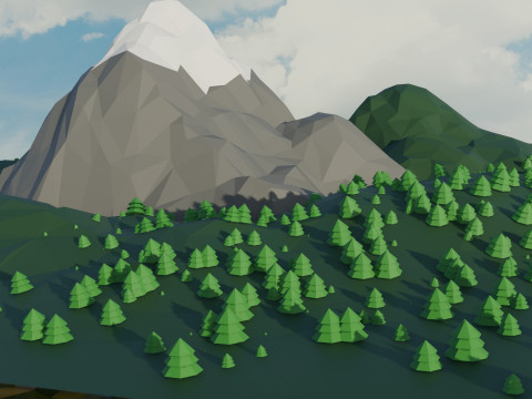 Mountain Environment Low Poly Model 3D