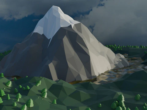 Mountain Environment Low Poly 3D Model