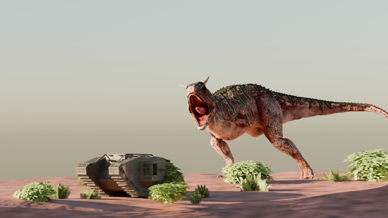Dinosaur Scene Environment Model 3D .c4d .max .obj .3ds .fbx .stl .blend 