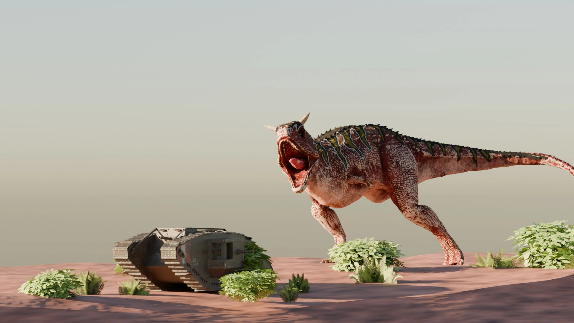 Dinosaur Scene Environment 3D Model .c4d .max .obj .3ds .fbx .stl .blend 