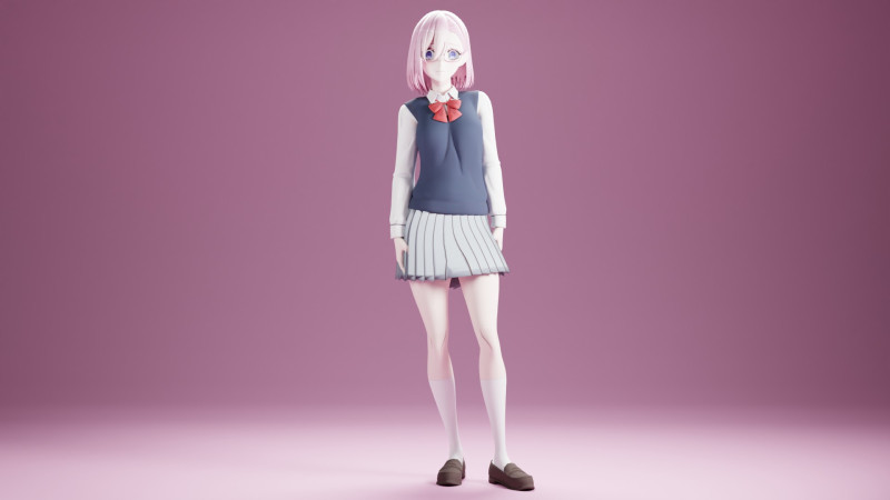 Lilysa Amano Bashful Animation 3D Model .c4d .max .obj .3ds .fbx .stl .blend
