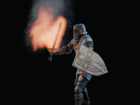 Flaming Sword Animation 3D Model