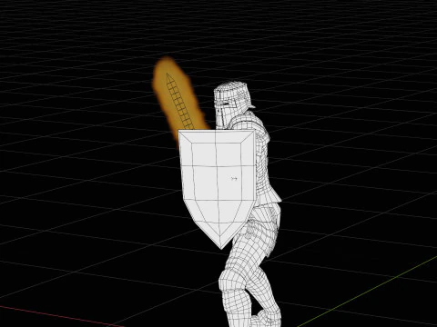 Flaming Sword Animation 3D Model