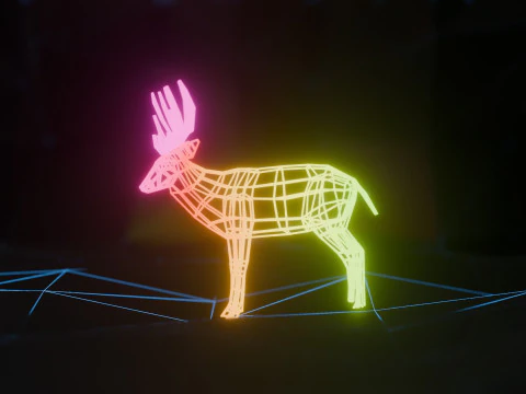 Abstract Deer RGB Animation 3D Model