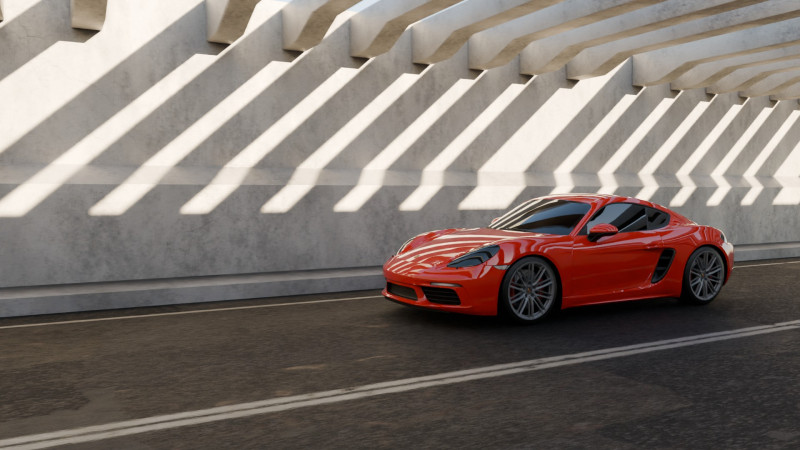 Animasi Adegan Porsche 718 Cayman S Model 3D .c4d .max .obj .3ds .fbx .stl .blend