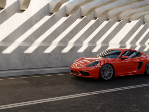 Animasi Adegan Porsche 718 Cayman S Model 3D