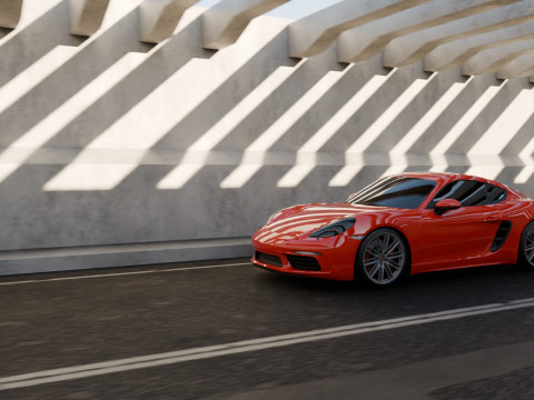 Animasi Adegan Porsche 718 Cayman S Model 3D